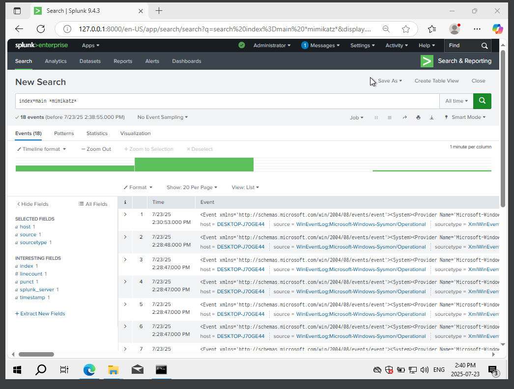 Splunk Sysmon Events