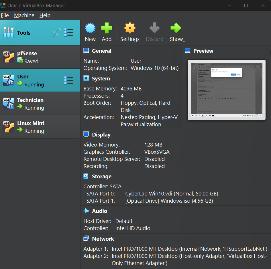 User VM Setup